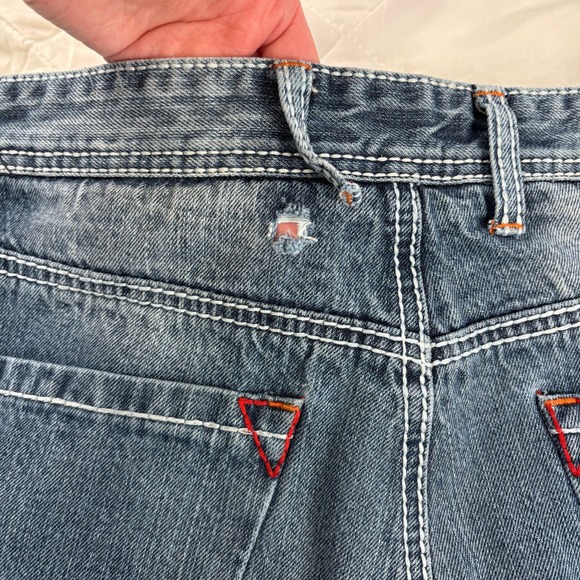 CJ Black Bootcut Jeans Men's 30x30 Blue Denim Red Stitch Distressed - Picture 5 of 12